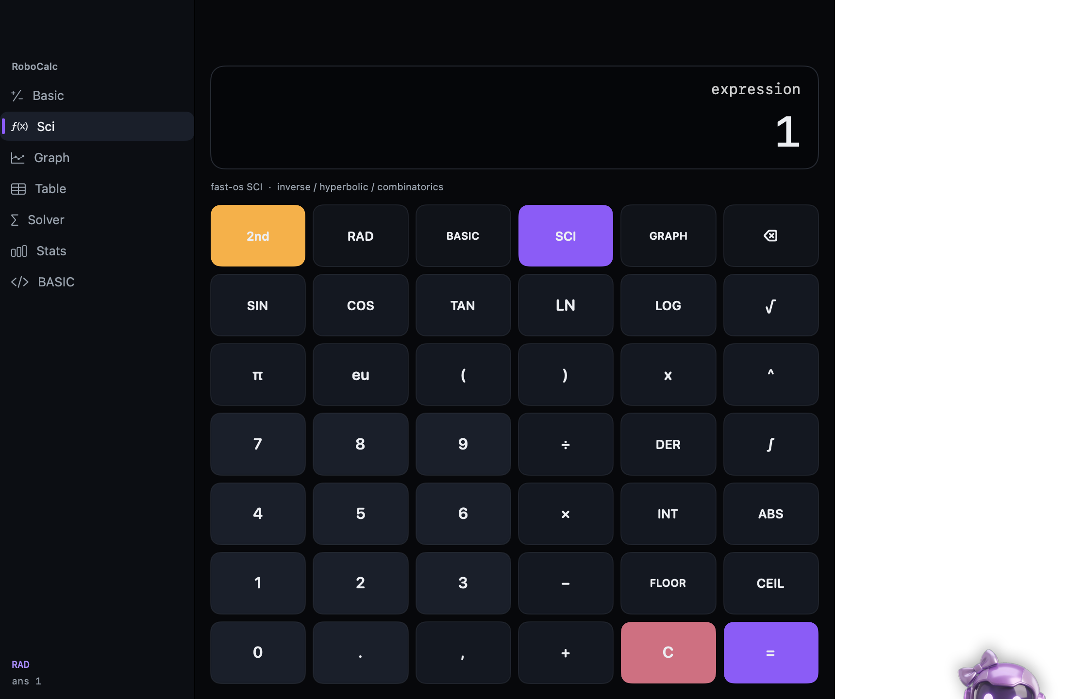 Scientific pad after sin(π/2)