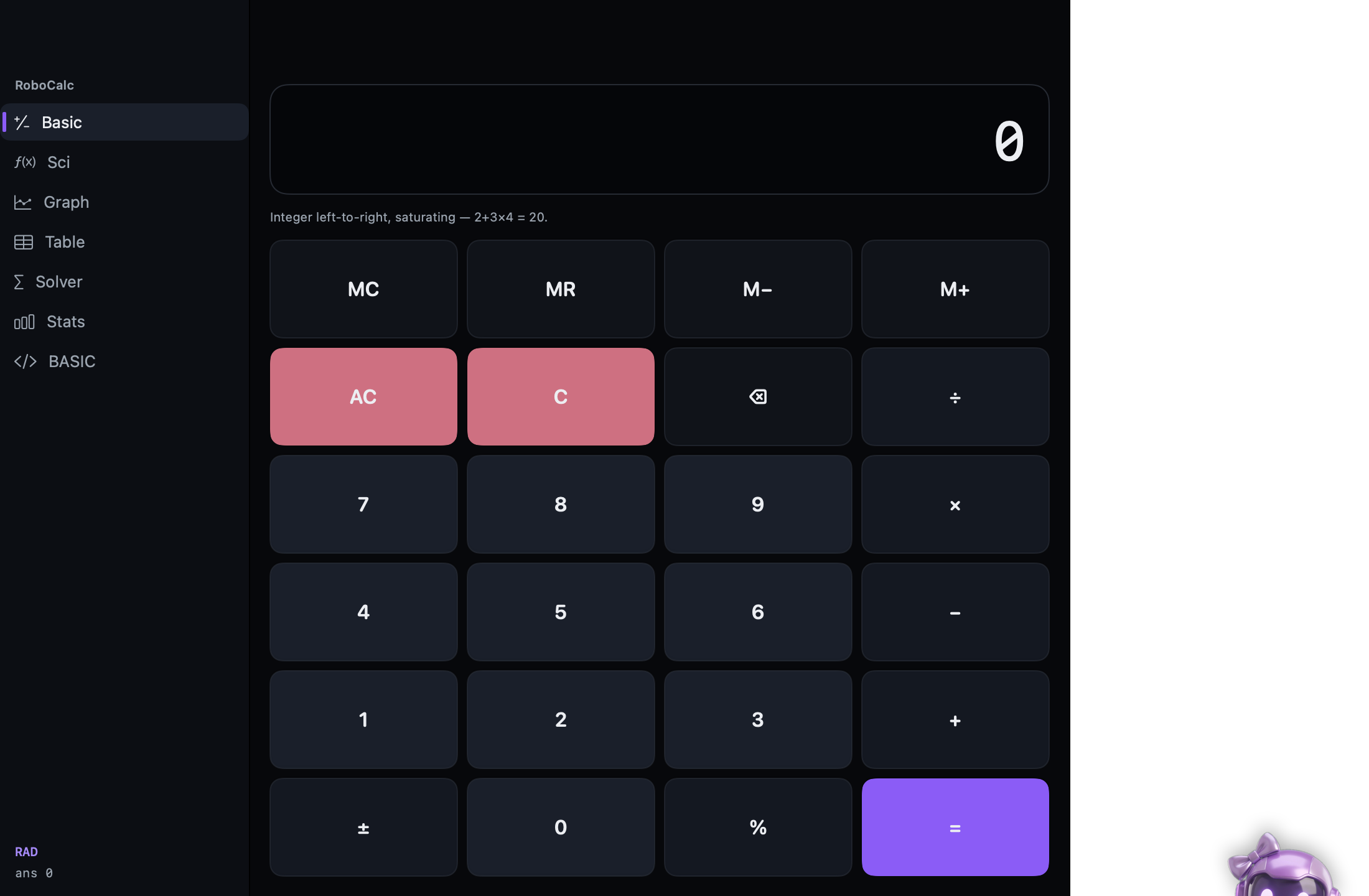 Standard four-function pad